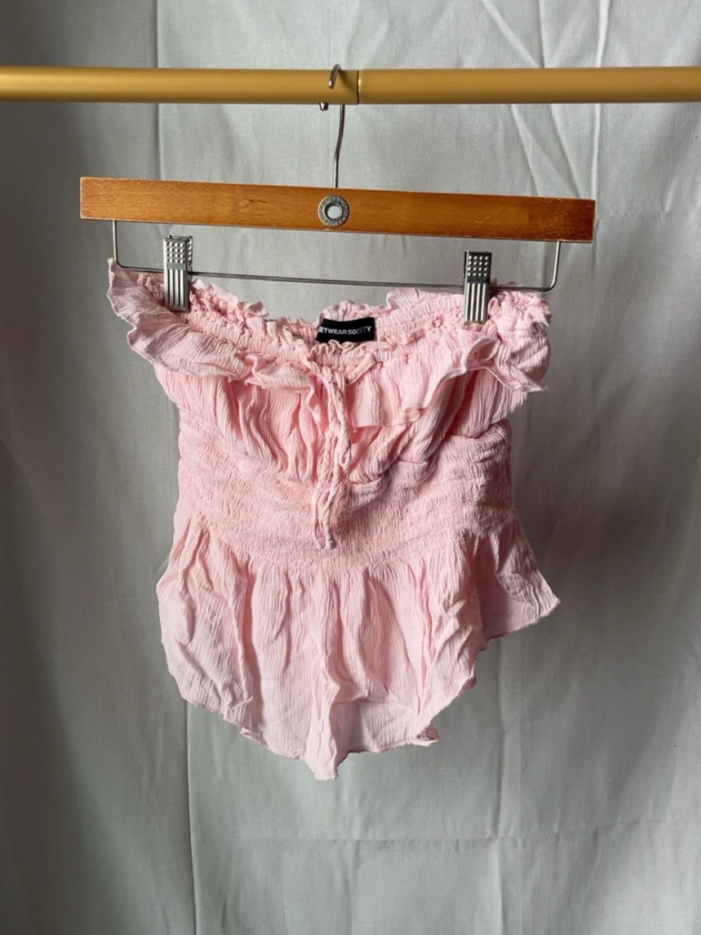 Streetwear Society Pink Smocked Ruffle Camisole